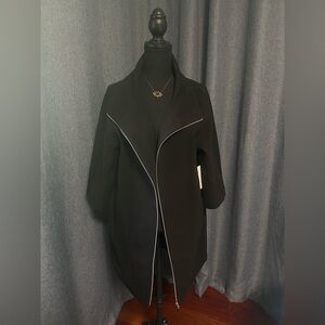 SOFT SURROUNDINGS Black Full-Zip 3/4 Sleeve Mock Neck Jacket, Size Large, NWT